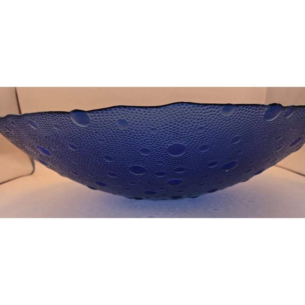 70's Zabkowic Cobalt Blue Large Pressed Glass Bowl 14.5